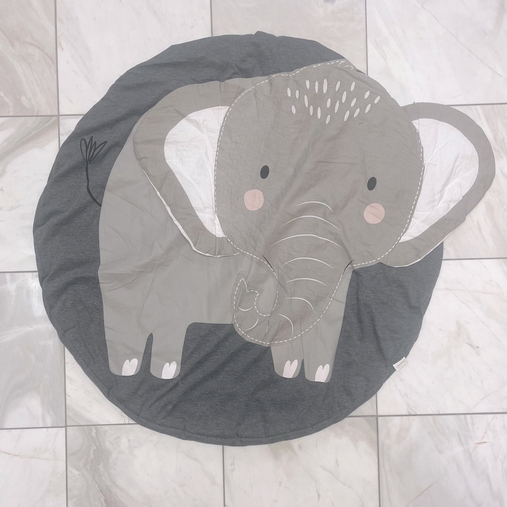 32” round Gray Elephant Play Mat